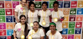 The girls team from Forca Goa Foundation at the Global Goals World Cup.