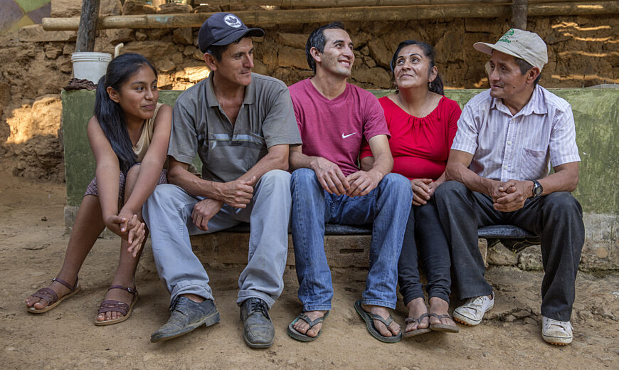Family at the Norandino Cooperative, Peru